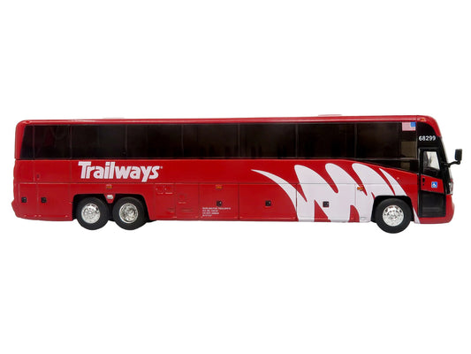 MCI D4520 Commuter Coach Bus "Burlington Trailways" Red with White Graphics "The Bus & Motorcoach Collection" Limited Edition to 504 pieces Worldwide 1/87 (HO) Scale Diecast Model by Iconic Replicas-0