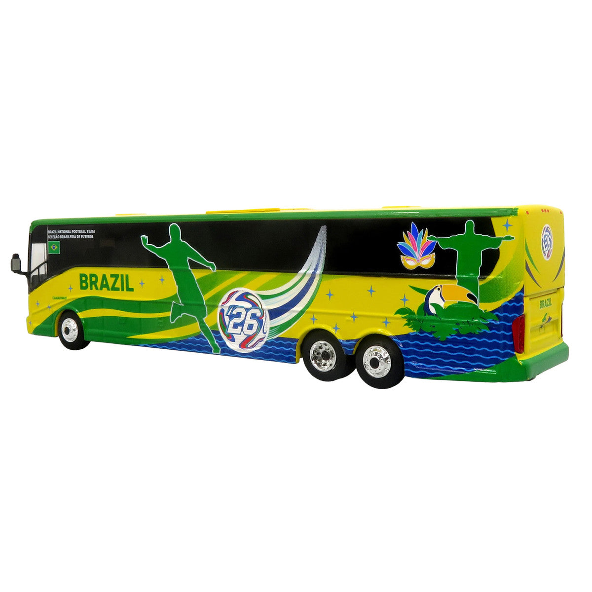 Van Hool CX-45 Coach Bus "Brazil National Football Team" Yellow and Green with Graphics "International Federation of the Global Game" Series Limited Edition to 504 pieces Worldwide 1/87 (HO) Diecast Model by Iconic Replicas-1