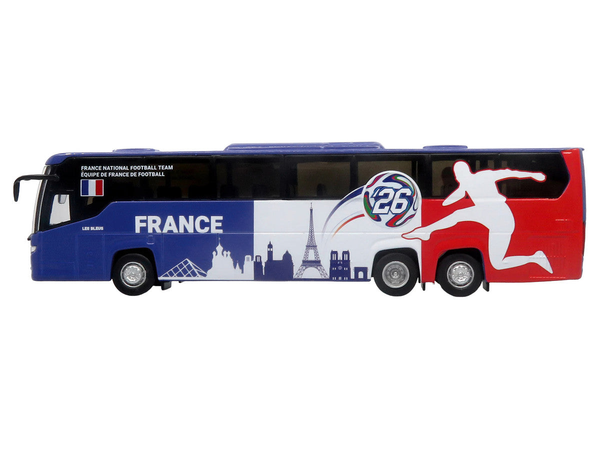 Scania Touring HD Coach Bus "France National Football Team" Blue with Graphics "International Federation of the Global Game" Series Limited Edition to 504 pieces Worldwide 1/87 (HO) Diecast Model by Iconic Replicas-1