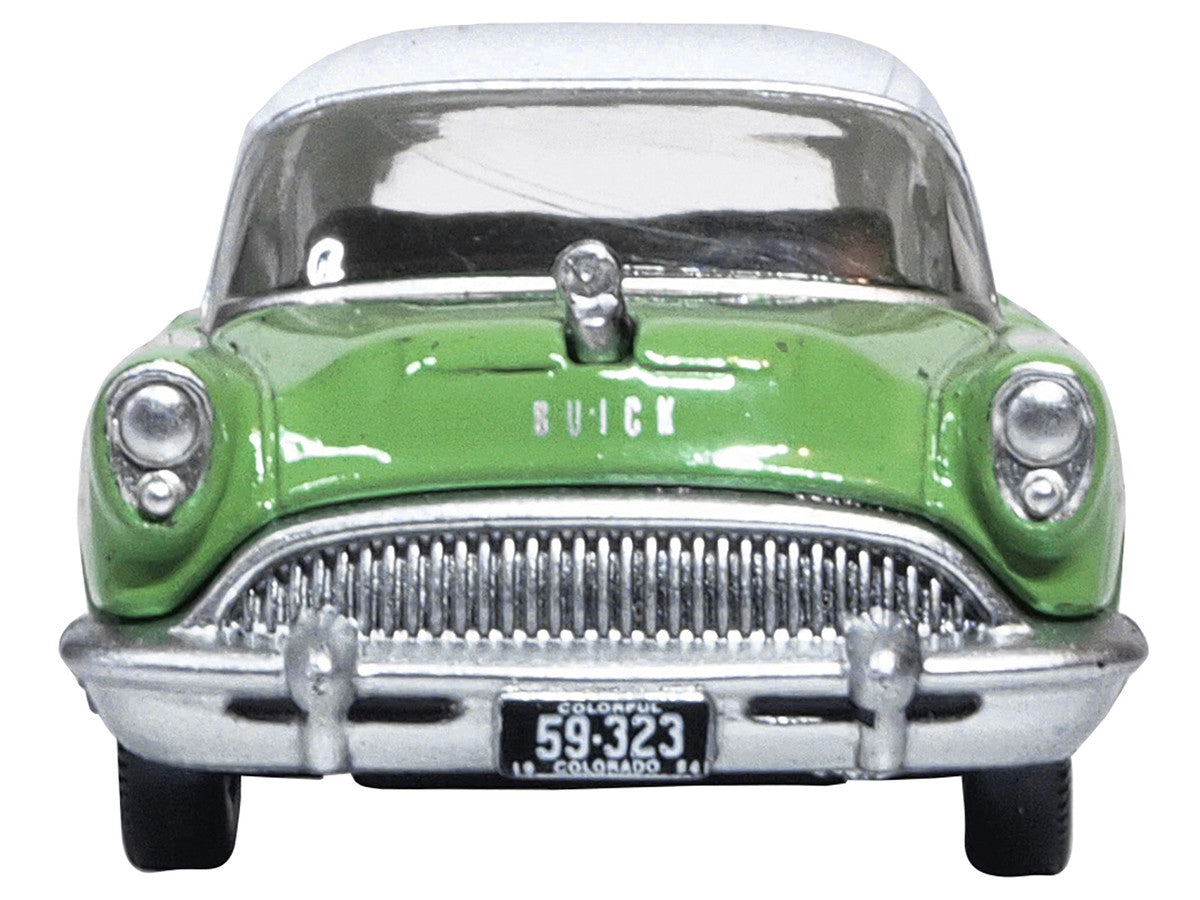1954 Buick Century Estate Wagon Willow Green and White 1/87 (HO) Scale Diecast Model Car by Oxford Diecast-2
