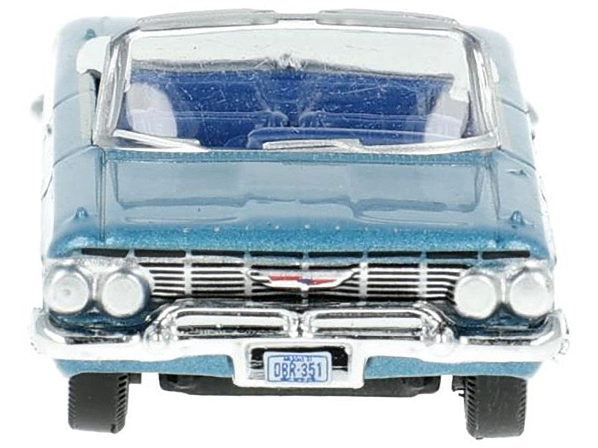 1961 Chevrolet Impala Convertible Jewel Blue Metallic and White with Blue Interior 1/87 (HO) Scale Diecast Model Car by Oxford Diecast-2