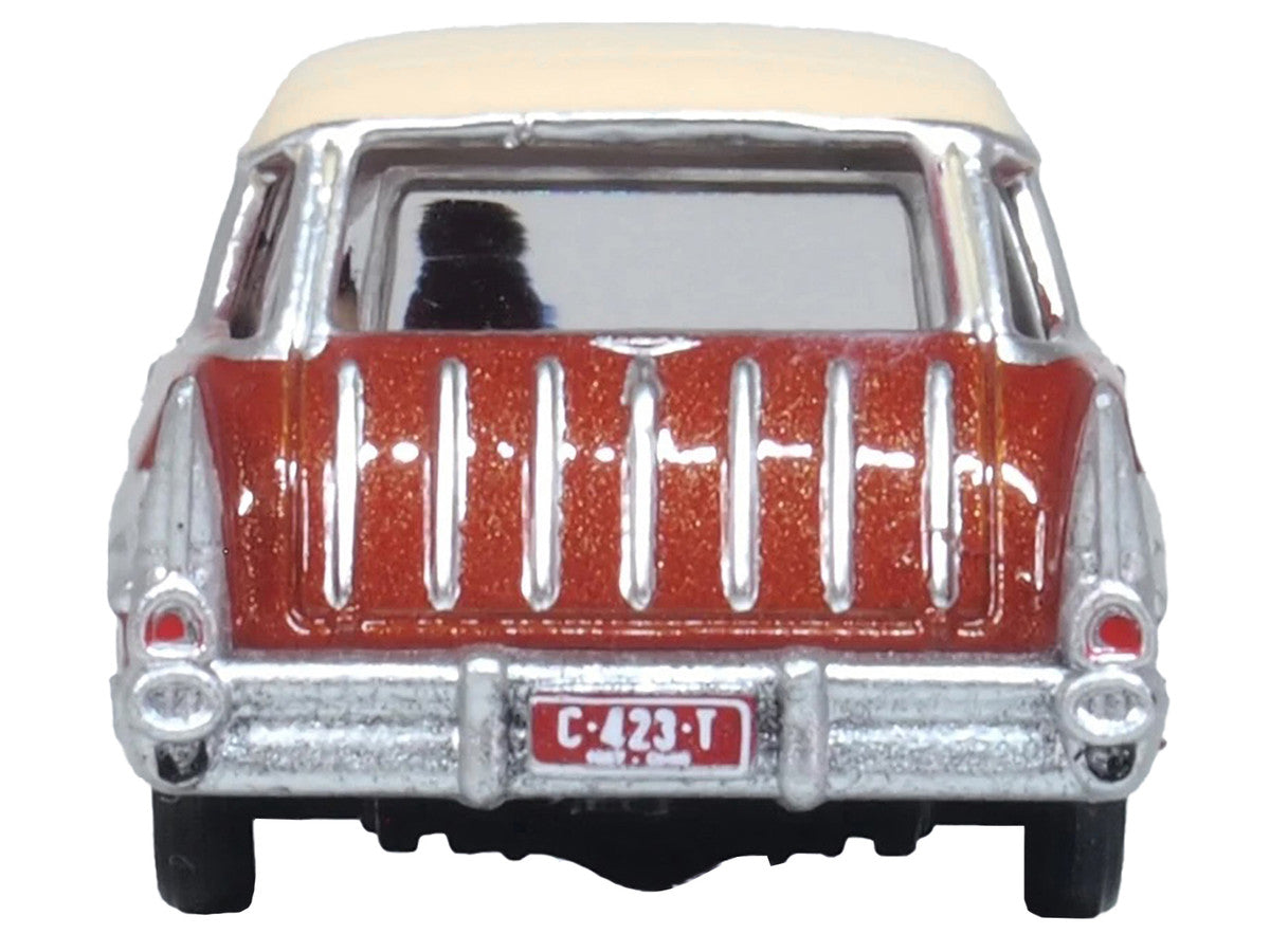 1957 Chevrolet Nomad Adobe Beige with Sierra Gold Top 1/87 (HO) Scale Diecast Model Car by Oxford Diecast-1