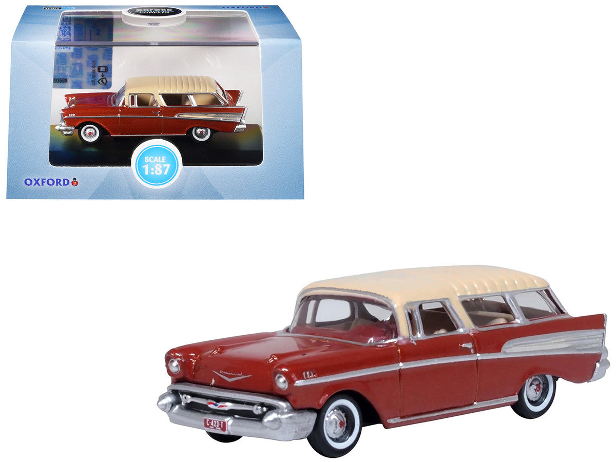 1957 Chevrolet Nomad Adobe Beige with Sierra Gold Top 1/87 (HO) Scale Diecast Model Car by Oxford Diecast-3