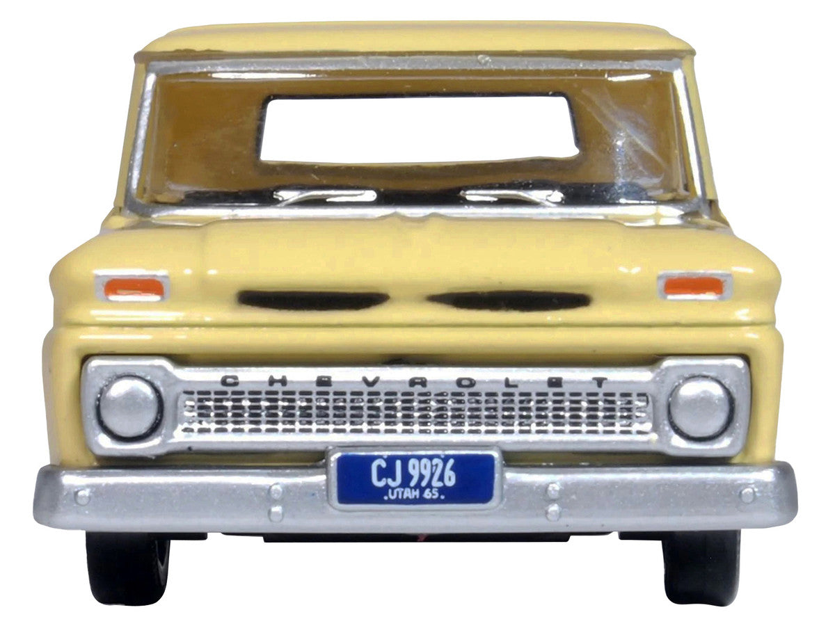 1965 Chevrolet C10 Stepside Pickup Truck Yellow 1/87 (HO) Scale Diecast Model Car by Oxford Diecast-2
