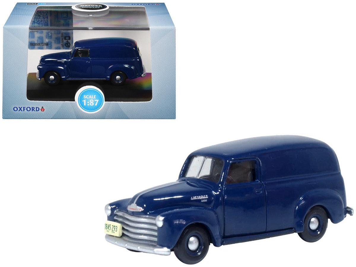 1950 Chevrolet Panel Van Mariner Blue 1/87 (HO) Scale Diecast Model Car by Oxford Diecast-4