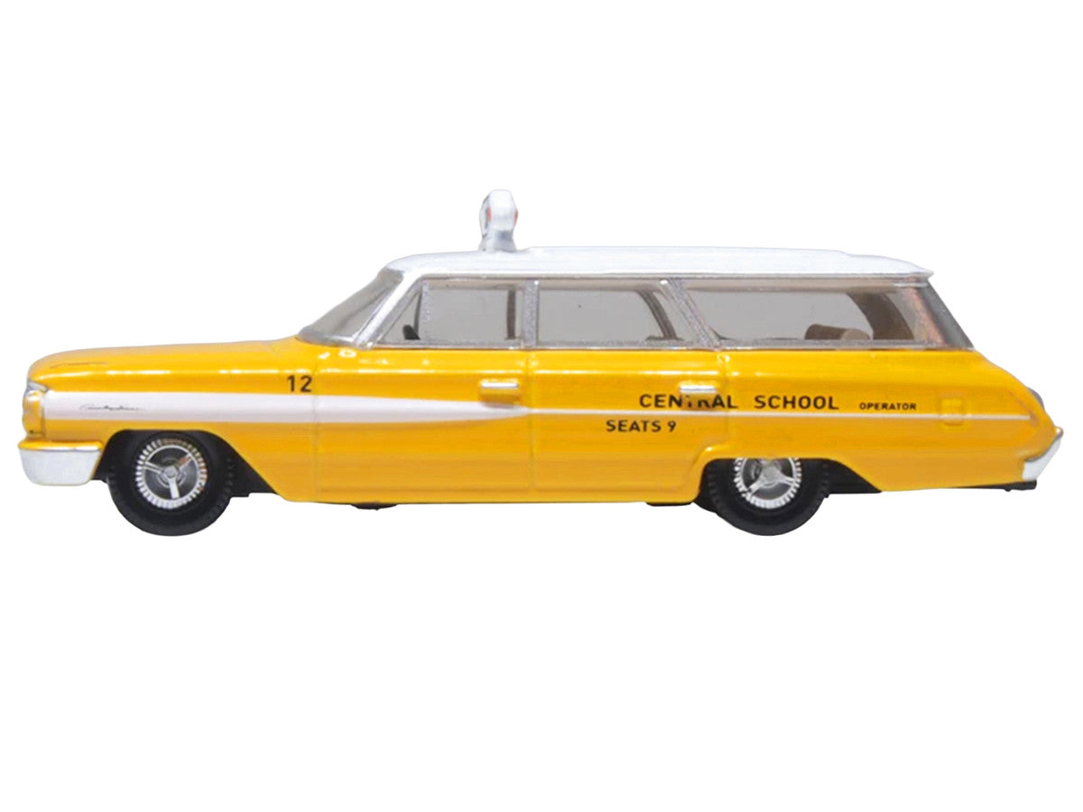 1964 Ford Country Station Wagon "Central School Bus" Yellow with White Top 1/87 (HO) Scale Diecast Model Car by Oxford Diecast-0
