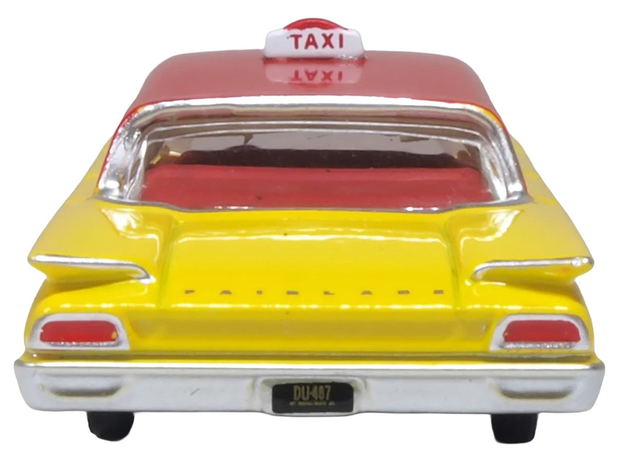 1960 Ford Fairlane Sedan "NYC Taxi" Yellow with Red Top and Interior 1/87 (HO) Scale Diecast Model Car by Oxford Diecast-3