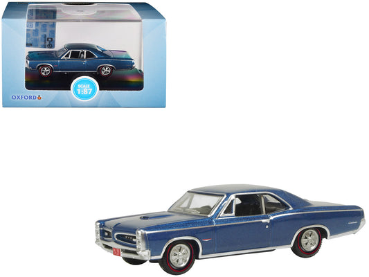 1966 Pontiac GTO Fontaine Blue Metallic 1/87 (HO) Scale Diecast Model Car by Oxford Diecast-0