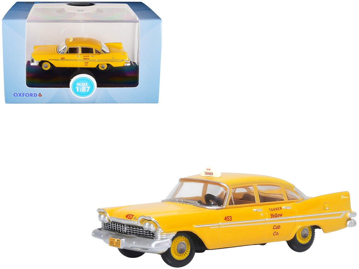 1959 Plymouth Belvedere Taxi Yellow "Tanner Yellow Cab Co." 1/87 (HO) Scale Diecast Model Car by Oxford Diecast-0