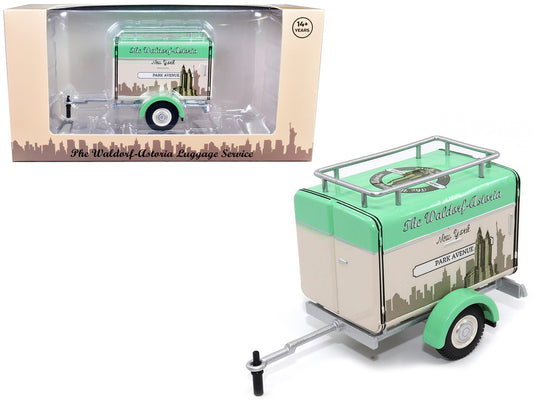 Travel Trailer Beige with Light Green Top "The Waldorf-Astoria Luggage Service New York - Park Avenue" 1/24 Diecast Model Car by Motor City Classics-0