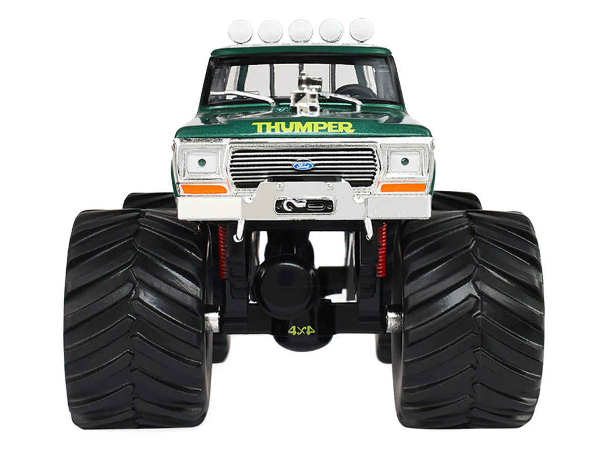 1975 Ford F-250 Monster Truck with 66-Inch Tires "Thumper" Green Metallic "Kings of Crunch" Series 1/43 Diecast Model Car by Greenlight-3