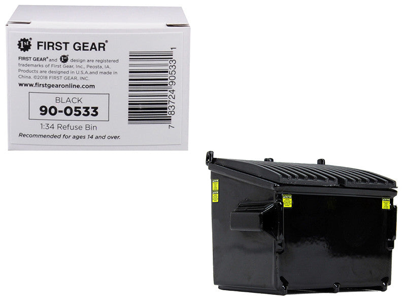 Refuse Trash Bin Black 1/34 Diecast Model by First Gear-0