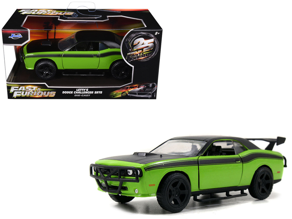 Letty's Dodge Challenger SRT8 Green with Matt Black Top and Hood and Black Stripes "Furious 7" (2015) Movie "Fast & Furious 25th Anniversary" Series 1/32 Diecast Car Model by Jada-4