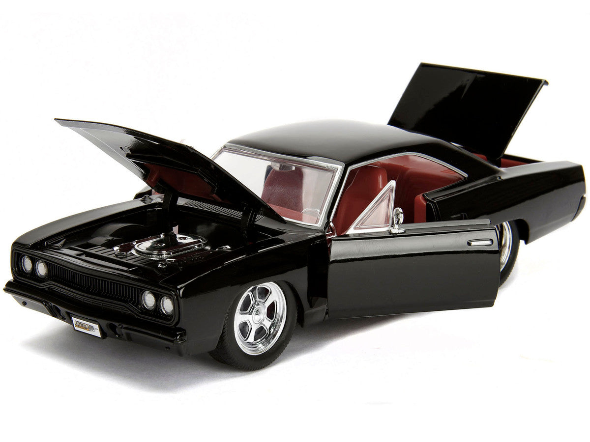 1970 Plymouth Road Runner 440 Black with Red Interior "Bigtime Muscle" Series 1/24 Diecast Model Car by Jada-1