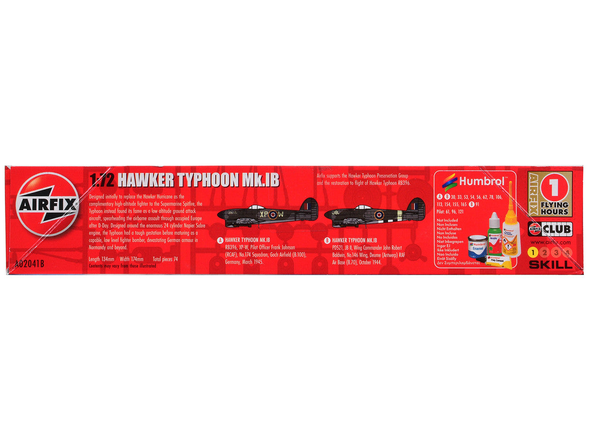 Level 1 Model Kit Hawker Typhoon Mk.IB Aircraft with 2 Scheme Options 1/72 Plastic Model Kit by Airfix-1