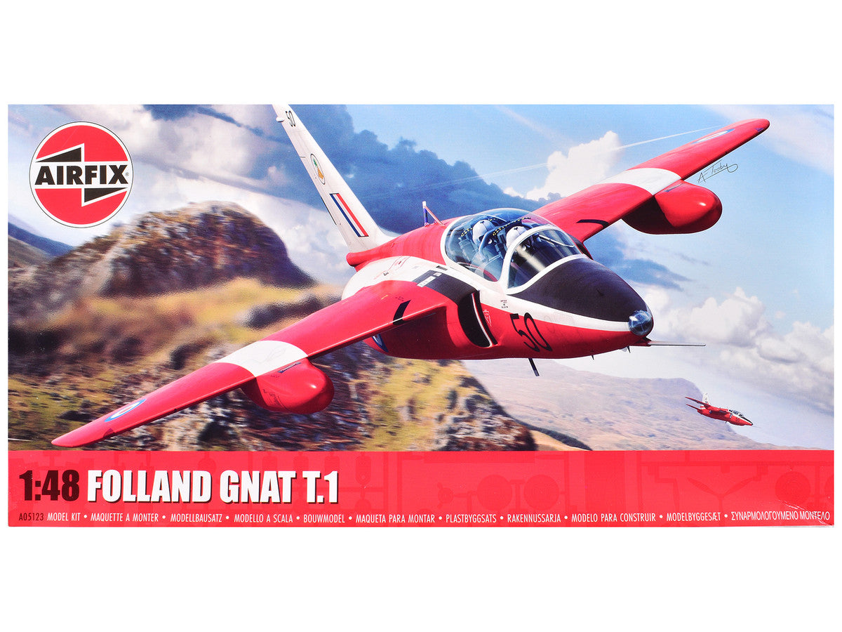 Level 2 Model Kit Folland Gnat T.1 Fighter Aircraft with 2 Scheme Options 1/48 Plastic Model Kit by Airfix-0