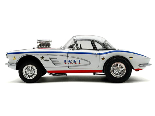 1961 Chevrolet Corvette Grand Sport Gasser "USA-1" White with Blue and Red Stripes Limited Edition to 362 pieces Worldwide 1/18 Diecast Model Car by ACME-0
