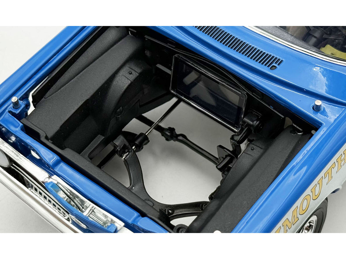 1966 Plymouth Barracuda "Hemi Hustler" Blue with White Stripes Limited Edition to 374 pieces Worldwide 1/18 Diecast Model Car by ACME-2