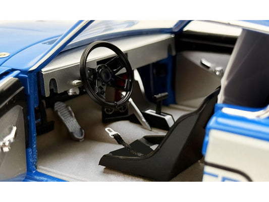 1966 Plymouth Barracuda "Hemi Hustler" Blue with White Stripes Limited Edition to 374 pieces Worldwide 1/18 Diecast Model Car by ACME-0