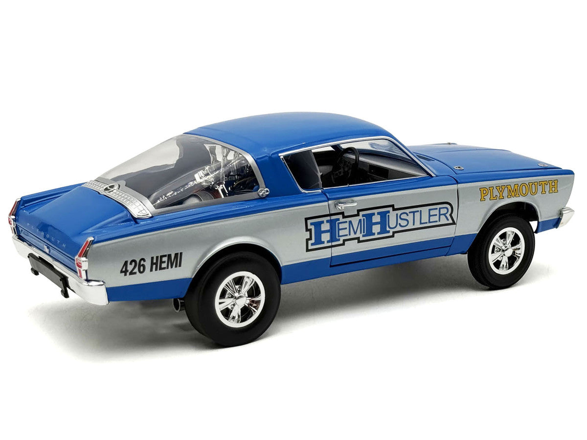 1966 Plymouth Barracuda "Hemi Hustler" Blue with White Stripes Limited Edition to 374 pieces Worldwide 1/18 Diecast Model Car by ACME-1