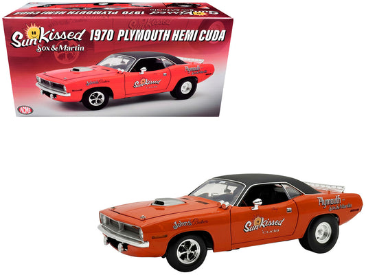 1970 Plymouth HEMI Cuda "Sun Kissed Cuda - Sox & Martin" Vitamin C Orange with Black Vinyl Top Limited Edition to 444 pieces Worldwide 1/18 Diecast Model Car by ACME-0