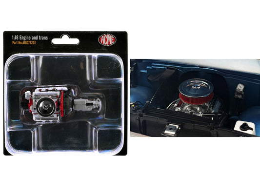Small Block 350 Engine and Transmission Replica from "1967 Chevrolet K-10 Pickup Truck" 1/18 Model by ACME-0