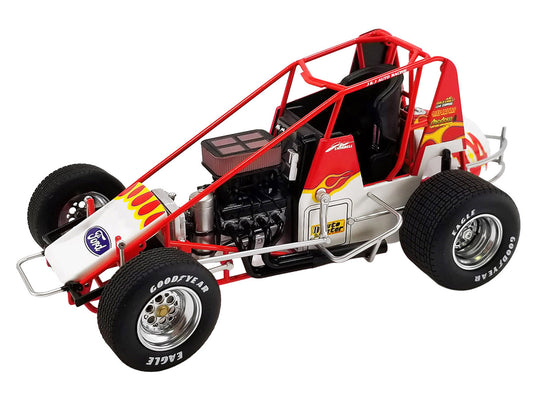 Winged Sprint Car #104+ Jeff Swindell "Octane Boost" Red with Graphics "National Sprint Car Hall of Fame" 1/18 Diecast Model Car by ACME-0