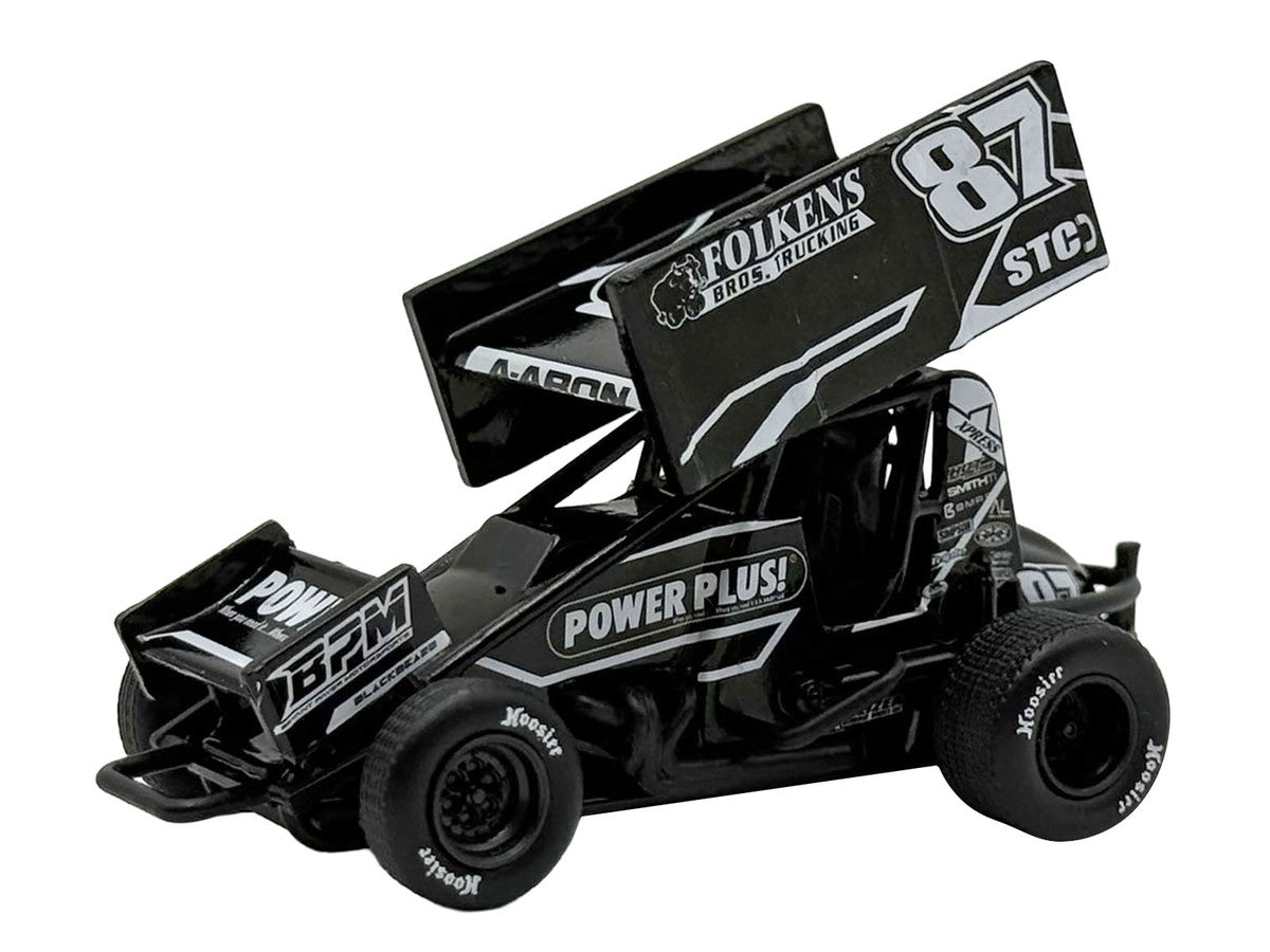 Winged Sprint Car #87 Aaron Reutzel "Power Plus" Black (2026) 1/50 Diecast Model Car by ACME-1