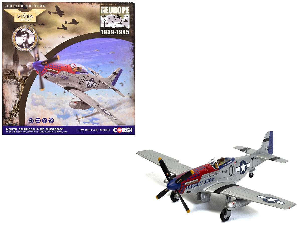 North American P-51D Mustang Aircraft "Jersey Jerk 361st Fighter Squadron Martlesham Heath" United States Army Air Forces "The Aviation Archive" Series 1/72 Diecast Model by Corgi-0