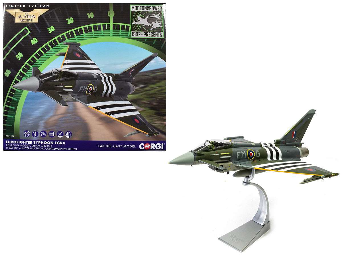 Eurofighter Typhoon FGR4 Fighter Aircraft "ZJ913 FM-G Moggy D-Day 80th Anniversary Display Scheme" (2024) Royal Air Force "The Aviation Archive" Series 1/48 Diecast Model by Corgi-4