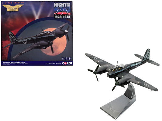 Messerschmitt Me 410A-1 Aircraft "U5+FE Lt. Rudolf Abrahamczik 14./KG.2 Laon-Athies Airfield France" (1943) German Luftwaffe "The Aviation Archive" Series 1/72 Diecast Model Car by Corgi-0