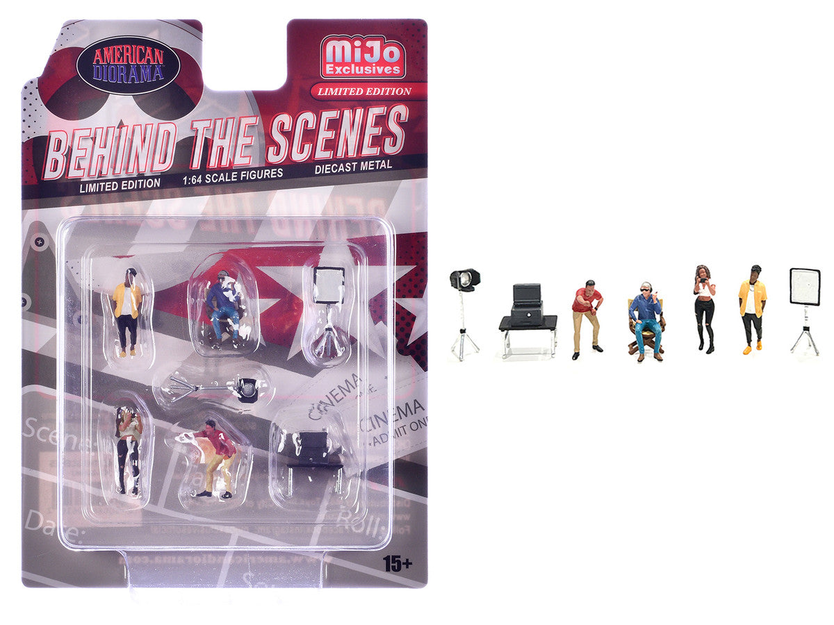 "Behind The Scenes" 7 piece (4 People 3 Accessories) Diecast Figures Set 1/64 Scale Models by American Diorama-2