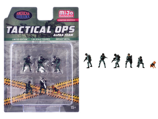 "Tactical Ops Alpha Team" 6 piece Diecast Figure Set (6 Figures) Limited Edition for 1/64 Scale Models by American Diorama-0