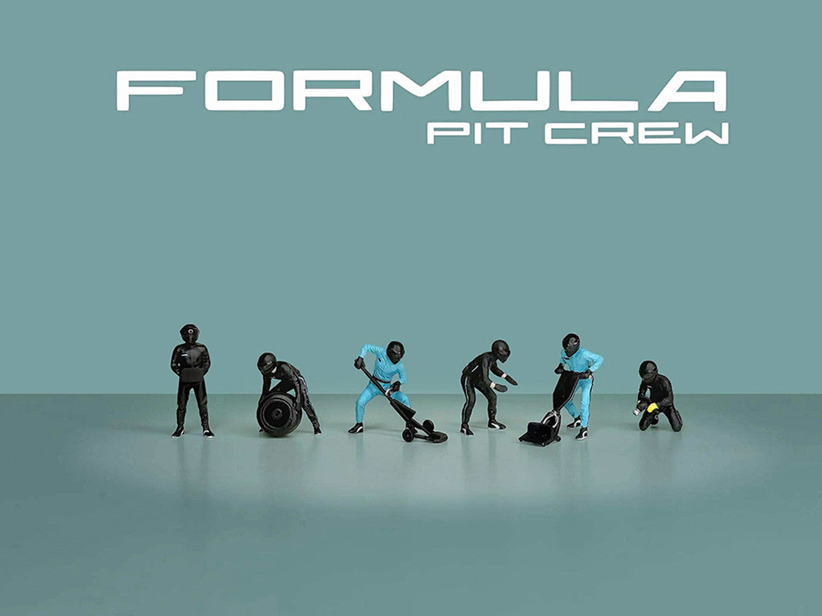 "Formula Pit Crew – Team Black" 6 piece Diecast Figure Set (6 Figures) Limited Edition for 1/64 Scale Models by American Diorama-3