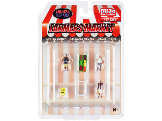 "Farmers Market" 6 piece Diecast Set (3 Figures and 3 Accessories) Limited Edition to 4800 pieces Worldwide for 1/64 Scale Models by American Diorama-0