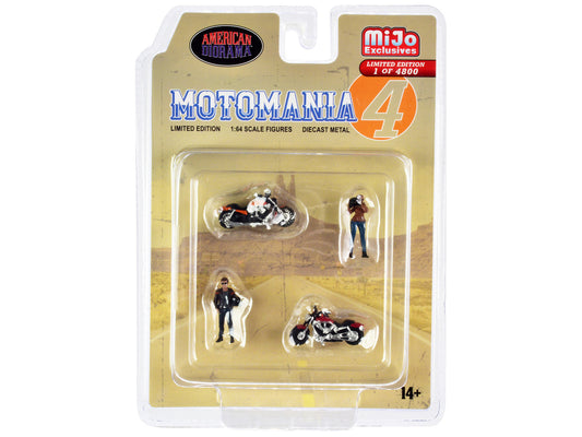 "Motomania 4" 4 piece Diecast Set (2 Figures and 2 Motorcycles) Limited Edition to 4800 pieces Worldwide 1/64 Scale Models by American Diorama-0