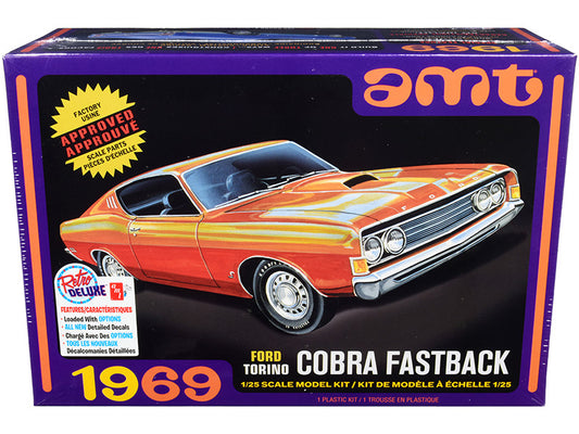Skill 2 Model Kit 1969 Ford Torino Cobra Fastback 3-in-1 Kit 1/25 Scale Model by AMT-0