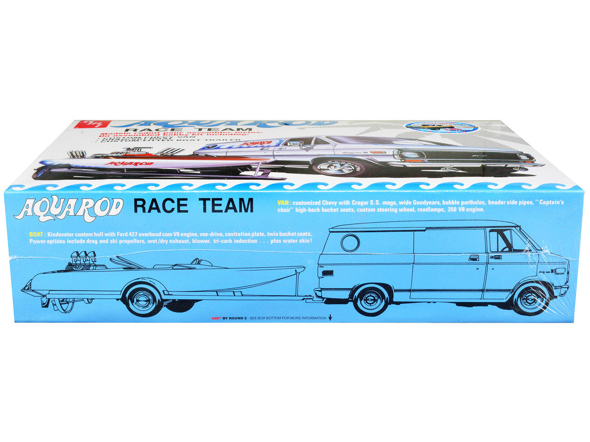 Skill 2 Model Kit Chevrolet Custom Van with Drag/Ski Boat and Trailer "Aqua Rod Race Team" 1/25 Scale Model by AMT-2