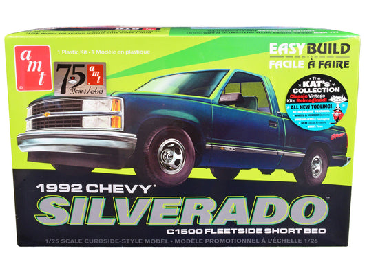 Skill 2 Model Kit 1992 Chevrolet Silverado C1500 Fleetside Short Bed Pickup Truck "Easy Build" 1/25 Scale Model by AMT-0