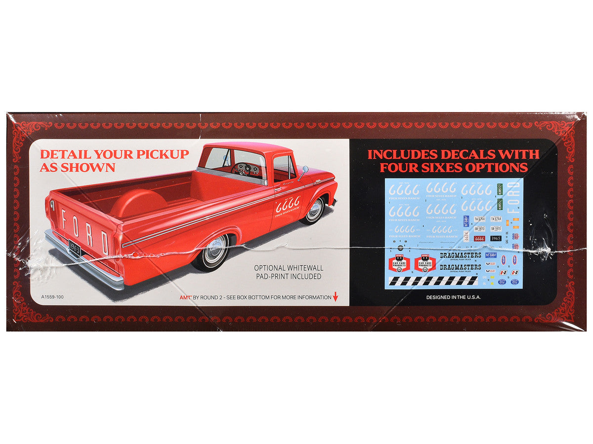 Skill 2 Model Kit 1963 Ford F-100 Pickup Truck "Four Sixes Ranch" 3-in-1 Kit 1/25 Scale Model by AMT-2
