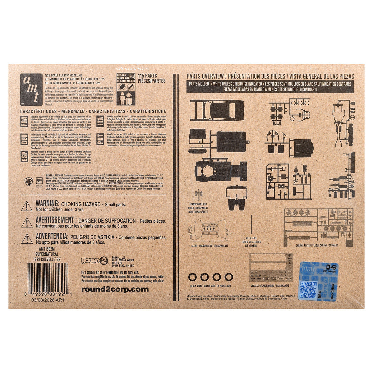 Skill 2 Model Kit 1972 Chevrolet Chevelle SS "Supernatural" (2005-2020) TV Series 1/25 Scale Model by AMT-2