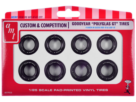 Model Kit "Goodyear Polyglas GT" Tires Set of 8 Pieces for 1/25 Scale Models by AMT-0