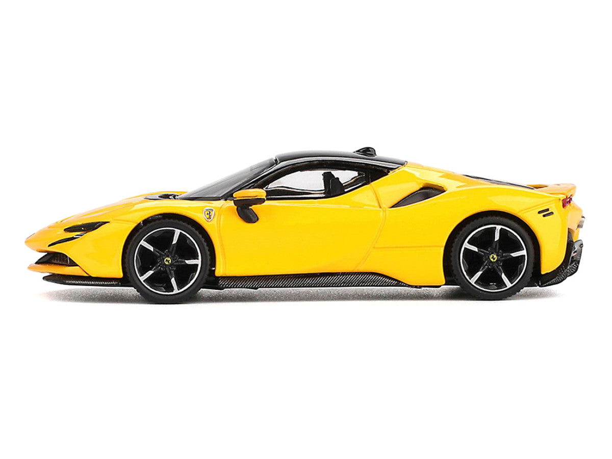 Ferrari SF90 Giallo Modena Yellow with Black Top 1/64 Diecast Model Car by BBR-0