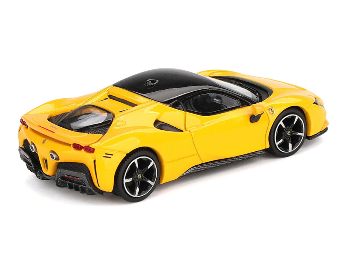 Ferrari SF90 Giallo Modena Yellow with Black Top 1/64 Diecast Model Car by BBR-2