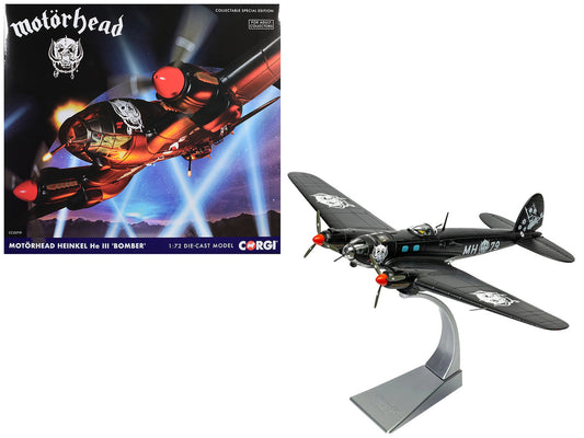 Heinkel He III Bomber Aircraft "Motorhead" Black with Graphicss 1/72 Diecast Model by Corgi-0