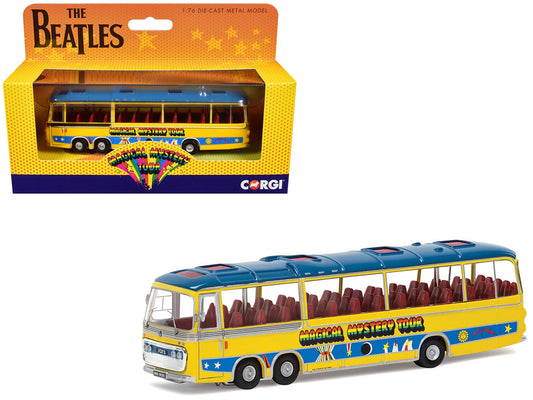 The Beatles "Magical Mystery Tour" Bus Yellow with Blue Top and Graphics Diecast Model Car by Corgi-0