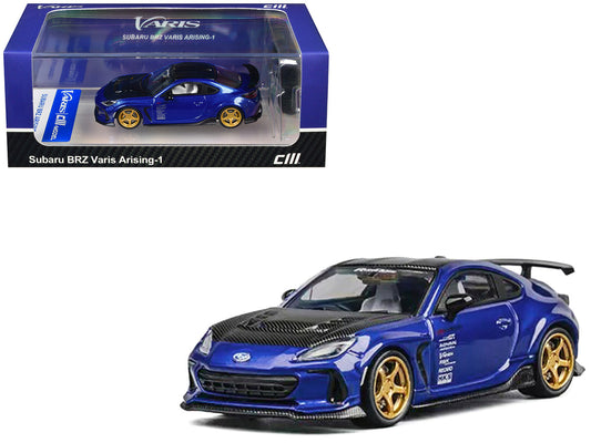 Subaru BRZ Varis Arising-1 RHD (Right Hand Drive) Blue Metallic with Carbon Hood and Top and Extra Wheels 1/64 Diecast Model Car by CM Models-0