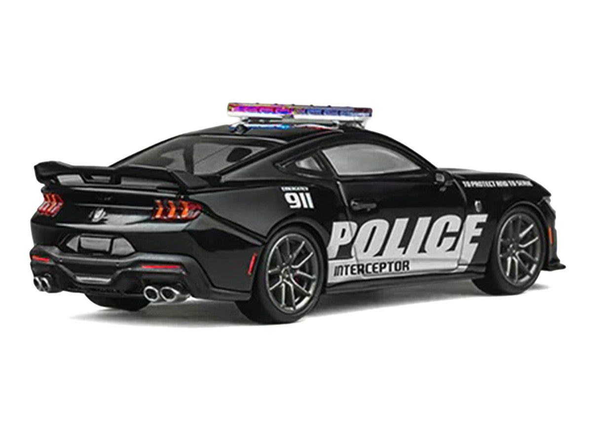 Ford Mustang Dark Horse "Police Interceptor" Black 1/64 Diecast Model Car by CM Models-2