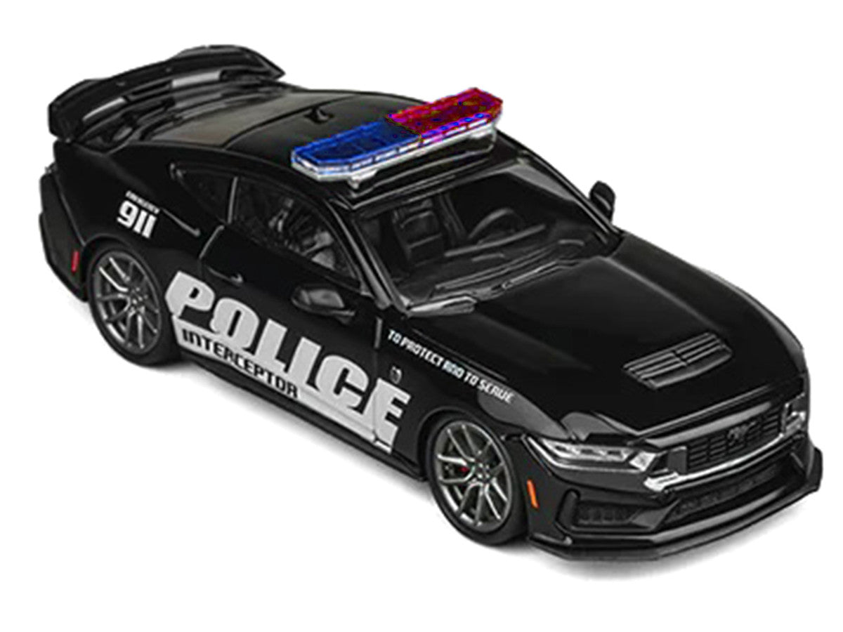 Ford Mustang Dark Horse "Police Interceptor" Black 1/64 Diecast Model Car by CM Models-1