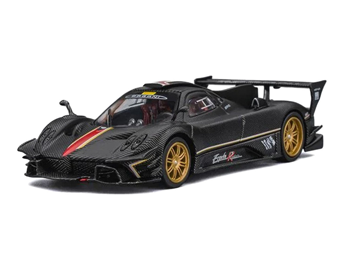 Nurburgring Diorama Set with Pagani Zonda Revolucion Carbon with Red and Gold Stripes and Extra Wheels 1/64 Diecast Model Car by CM Model-0